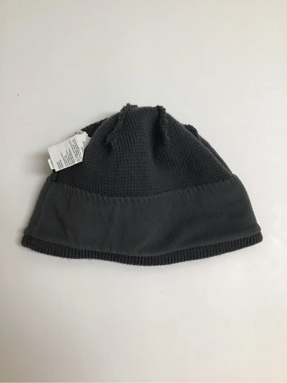 The North Face Beanie Hat Youth/Junior Medium Gray Cobalt Blue Logo Fleece Liner